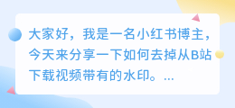 从B站下载的怎么去水印