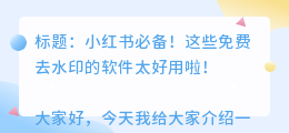 免费去水印的软件