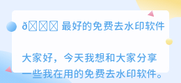 最好的免费去水印软件