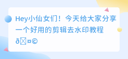 剪辑去水印教程
