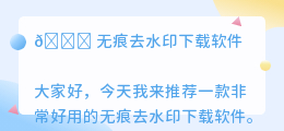 无痕去水印下载软件