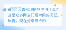 去水印的软件叫什么