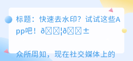 去水印App源码