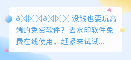 去水印免费软件在线使用