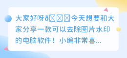 去水印的软件电脑