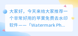 苹果免费去水印的软件下载