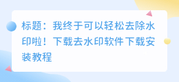 下载去水印软件下载安装
