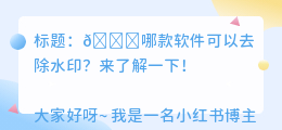哪种剪辑软件可以去水印的