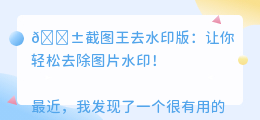 截图王去水印版