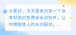 电脑免费去水印的软件
