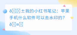 苹果手机什么软件可以去水印的