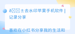 去水印苹果手机软件