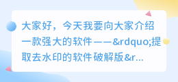 提取去水印的软件破解版