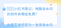 电脑去水印的软件有哪些免费