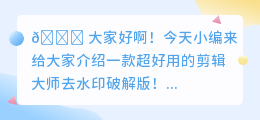 剪辑大师去水印破解版