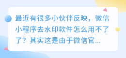 微信小程序去水印软件怎么用不了