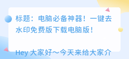 一键去水印免费版下载电脑版