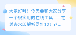 在线去水印解析网址12