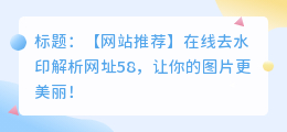 在线去水印解析网址58