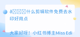 什么剪辑软件免费去水印好用点