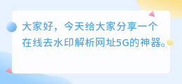 在线去水印解析网址5G