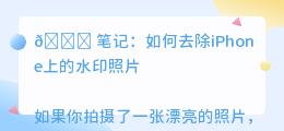iphone怎么去水印照片