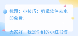 剪辑软件去水印免费