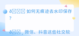 如何无痕迹去水印保存