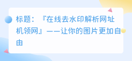 在线去水印解析网址机领网