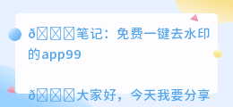 免费一键去水印的app99