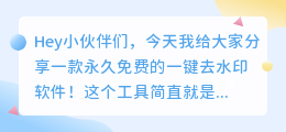 永久免费一键去水印怎么下载的