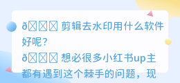 剪辑去水印用什么软件好呢