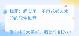 不用花钱去水印的软件