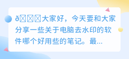 电脑去水印的软件哪个好用些