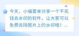 不花钱去水印的软件