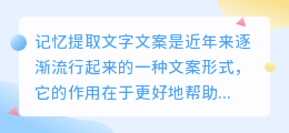 记忆提取文字文案