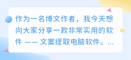 文案提取电脑软件