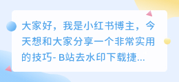 b站去水印下载捷径