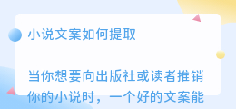 小说文案如何提取