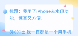 iPhone去水印功能