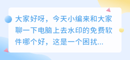 电脑上去水印的免费软件哪个好