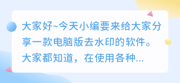 电脑版去水印的软件叫什么