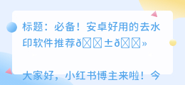 安卓好用的去水印软件