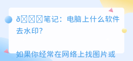 电脑上什么软件去水印