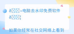 电脑去水印免费软件