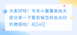 爱剪辑怎样去水印教程