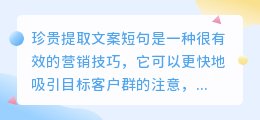 珍贵提取文案短句