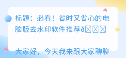 电脑版的去水印软件