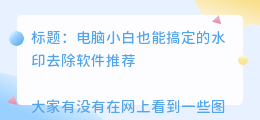 电脑用什么软件去水印好