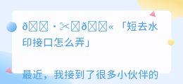 短去水印接口怎么弄